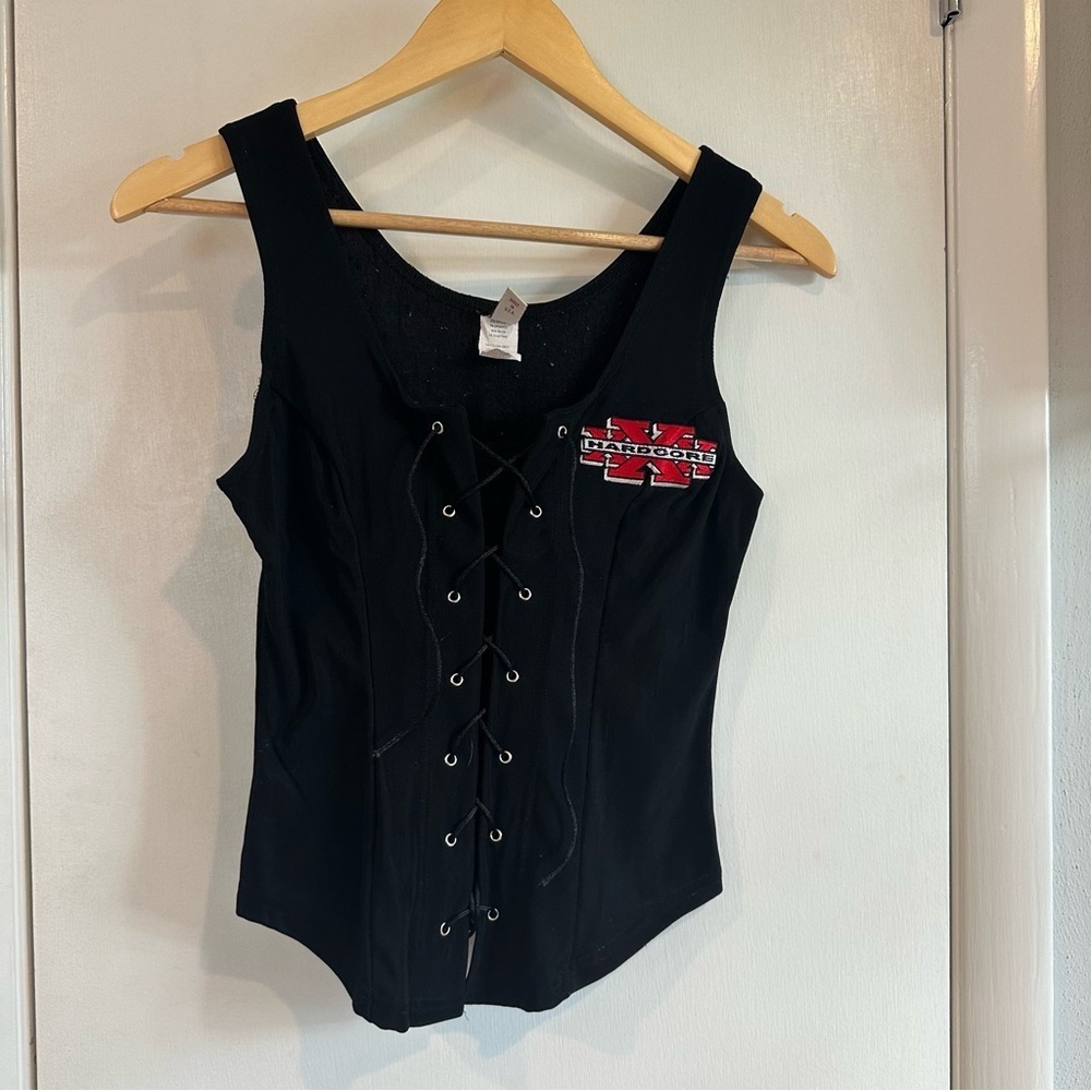 XXX Hardcore Biker Corset Top. Black. Size: Large.